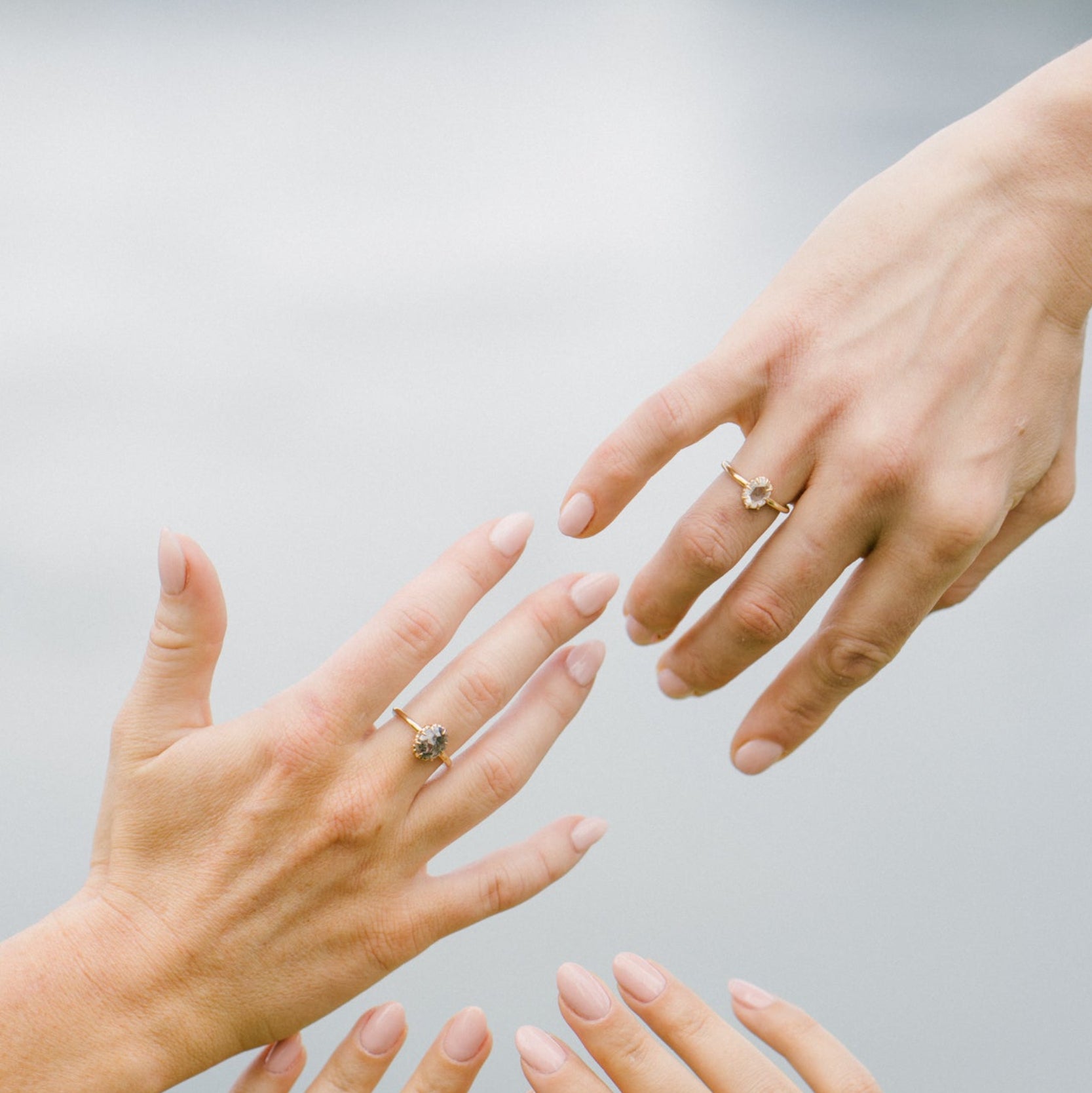 Amira Diamond and Salt and Pepper Rings - Ready to ship - 14k gold - Kat Cadegan Jewellery