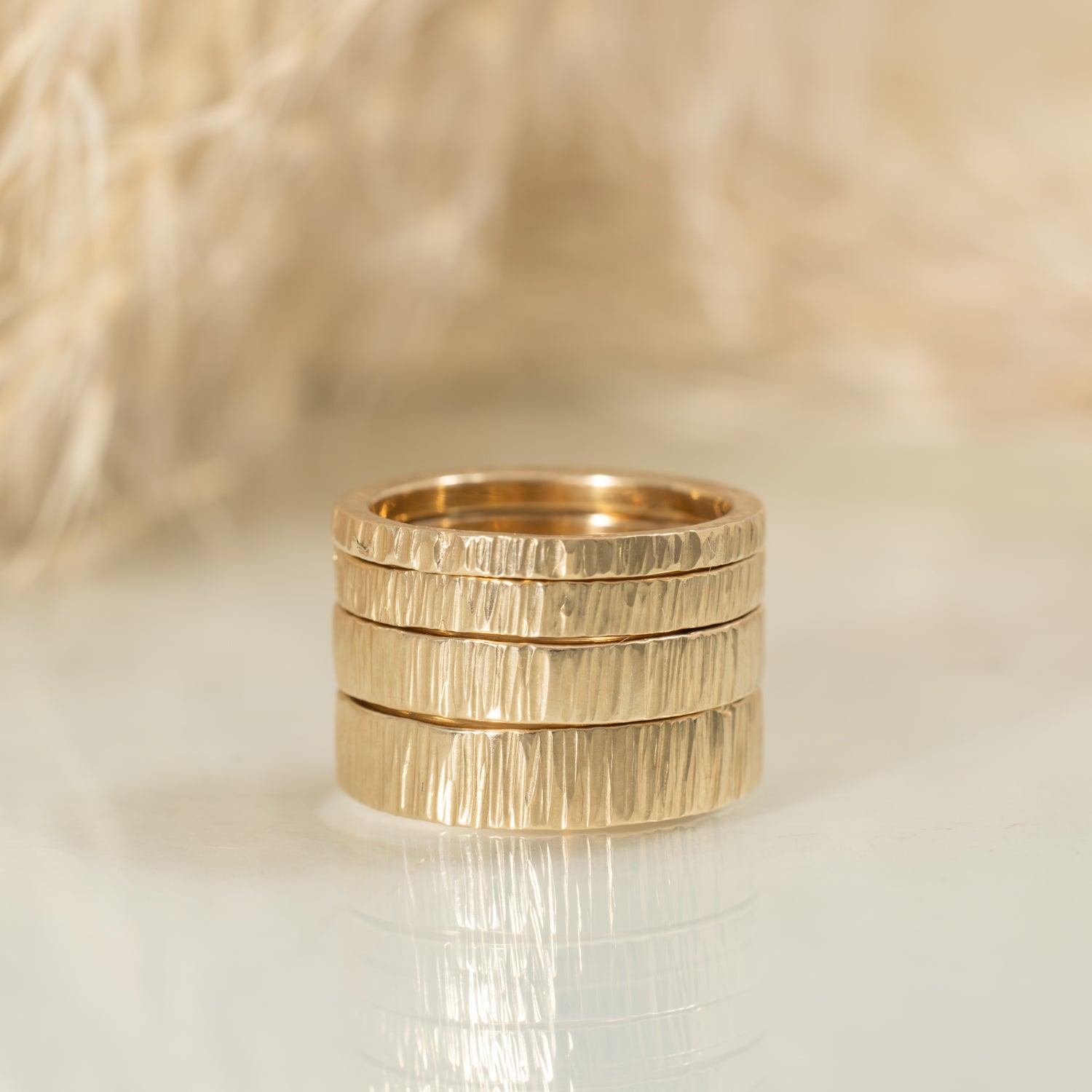 Bark 3mm 14k Gold Wedding Band - Kat Cadegan Jewellery