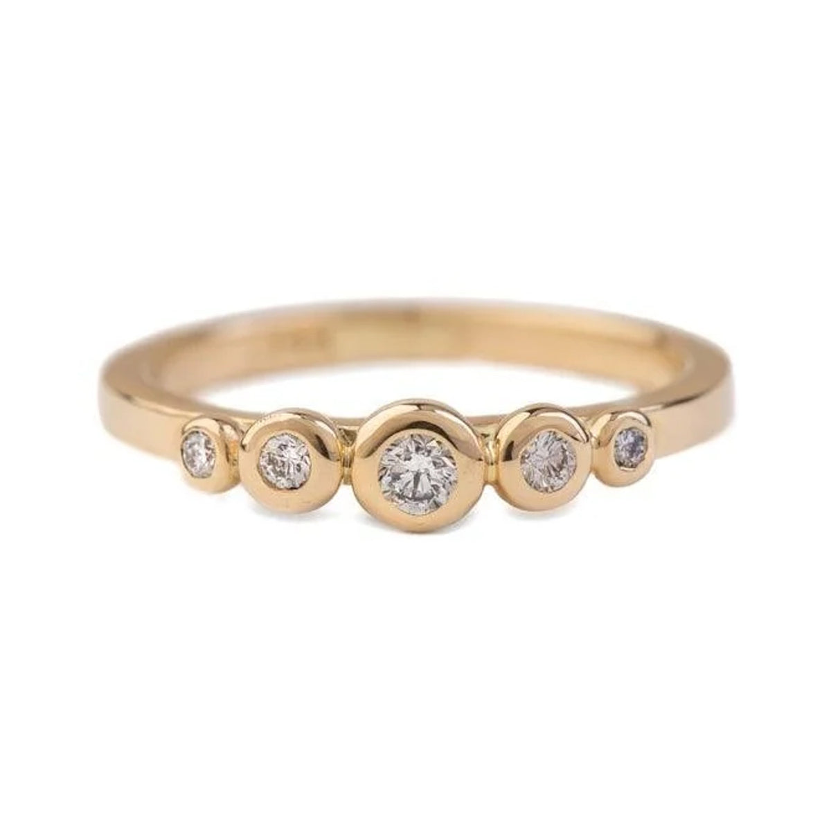 Petite Betty five-stone diamond ring in 14k gold, bezel set, front view
