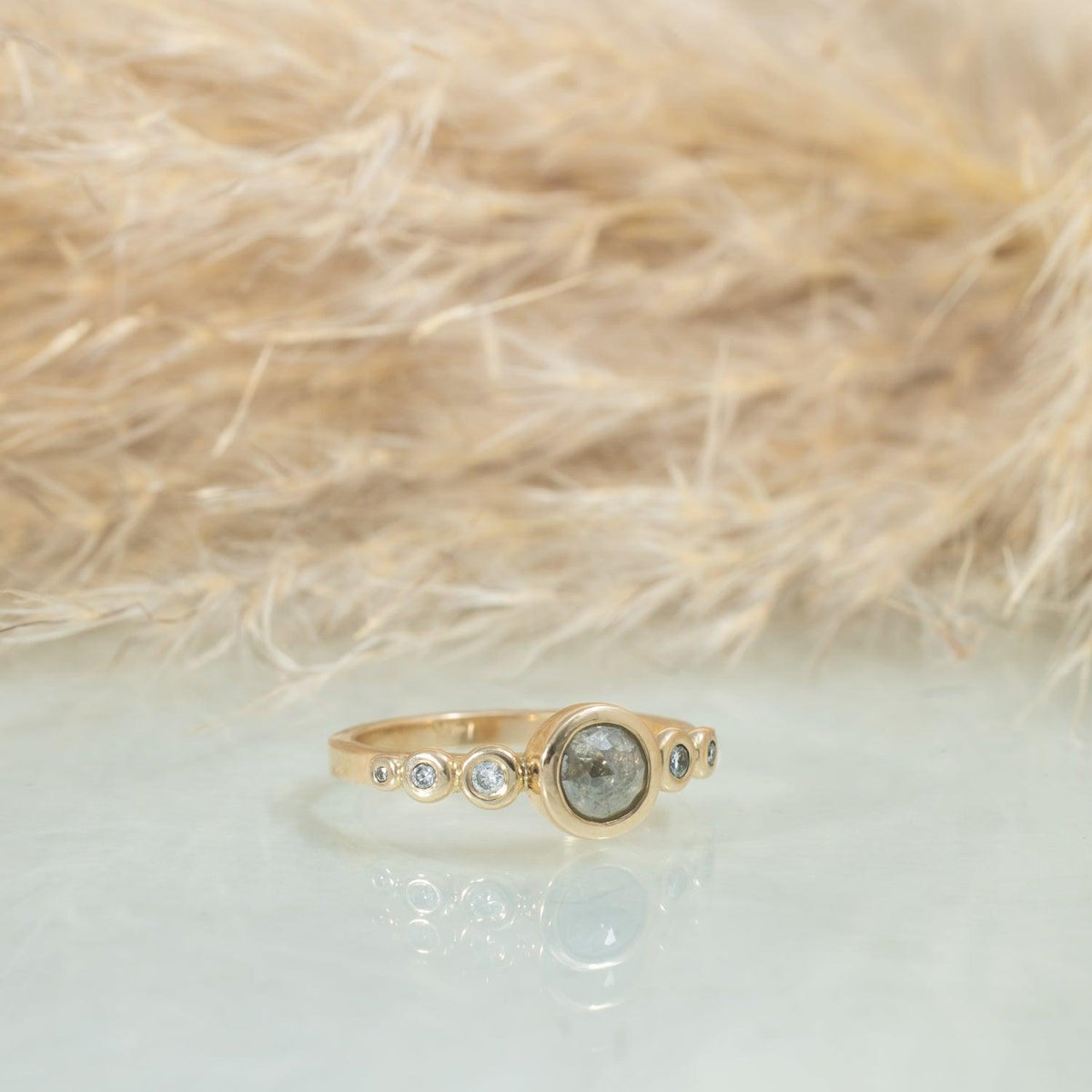 Blanca - salt & papper diamond 14k gold ring - Kat Cadegan Jewellery