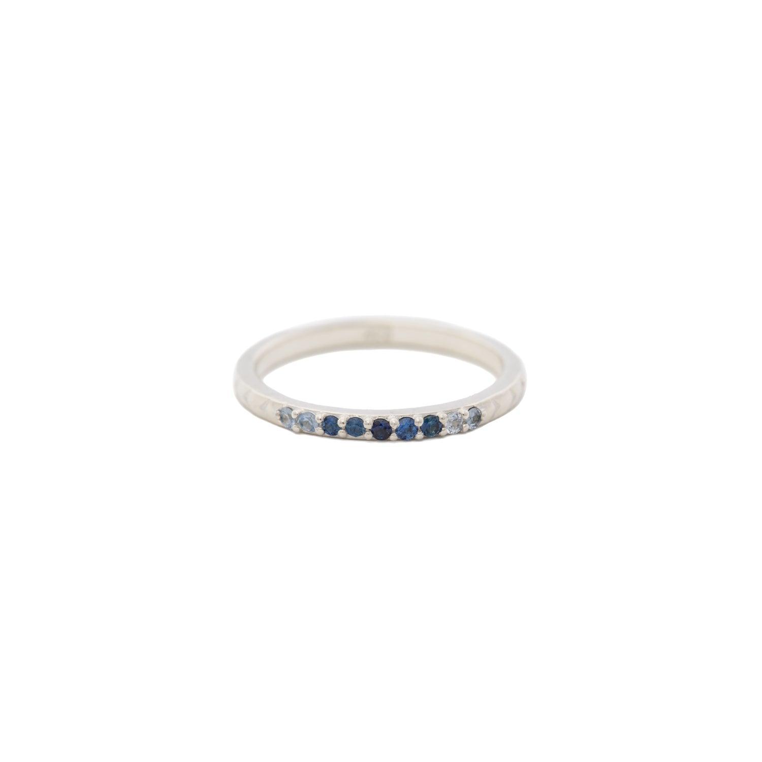 Blue Ombre Sapphire Silver Band - Kat Cadegan Jewellery