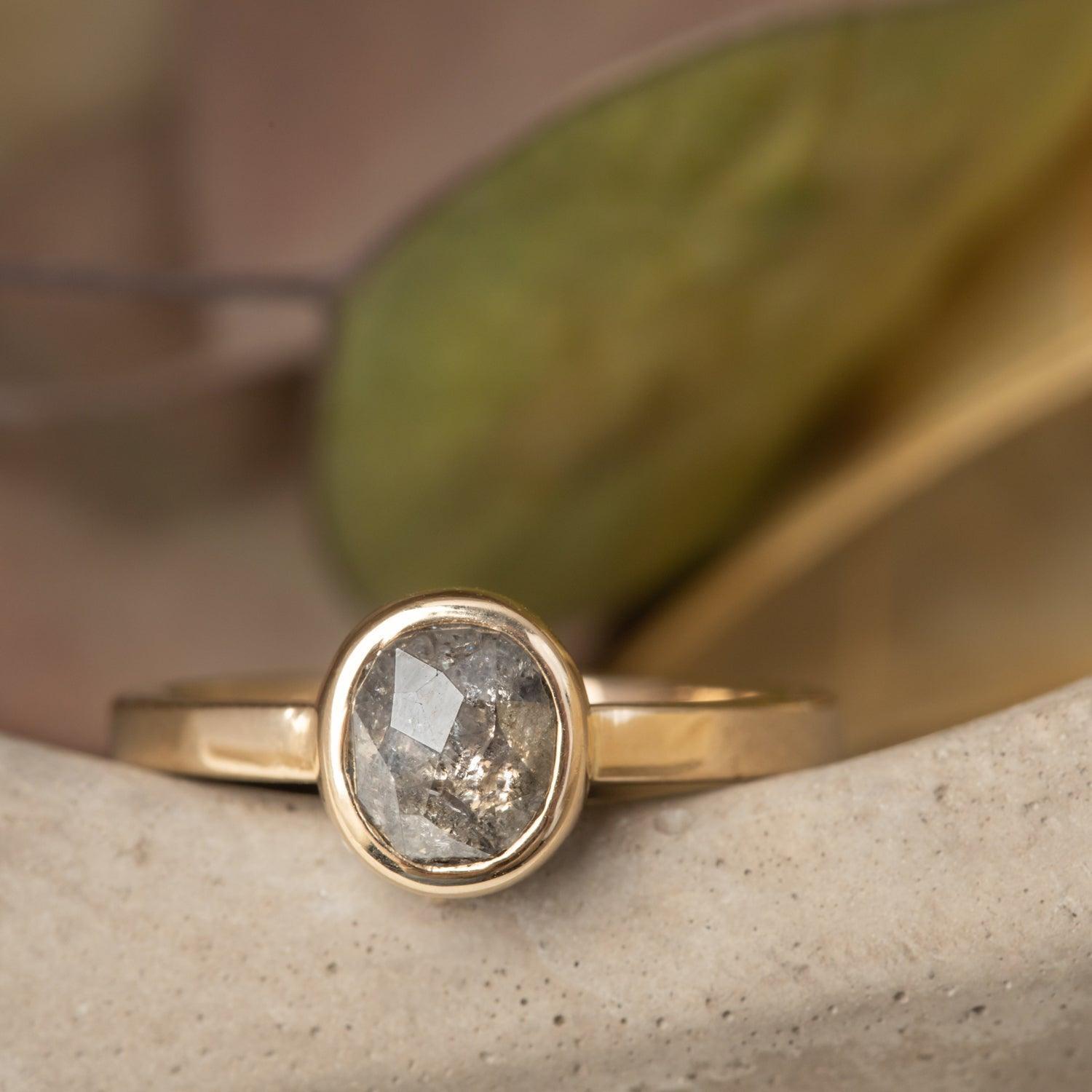 Ellie - Salt & Pepper Diamond Ring - Kat Cadegan