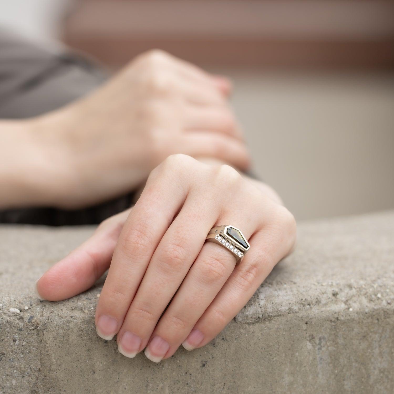 Estelle - diamond 14k white gold ring - Kat Cadegan Jewellery