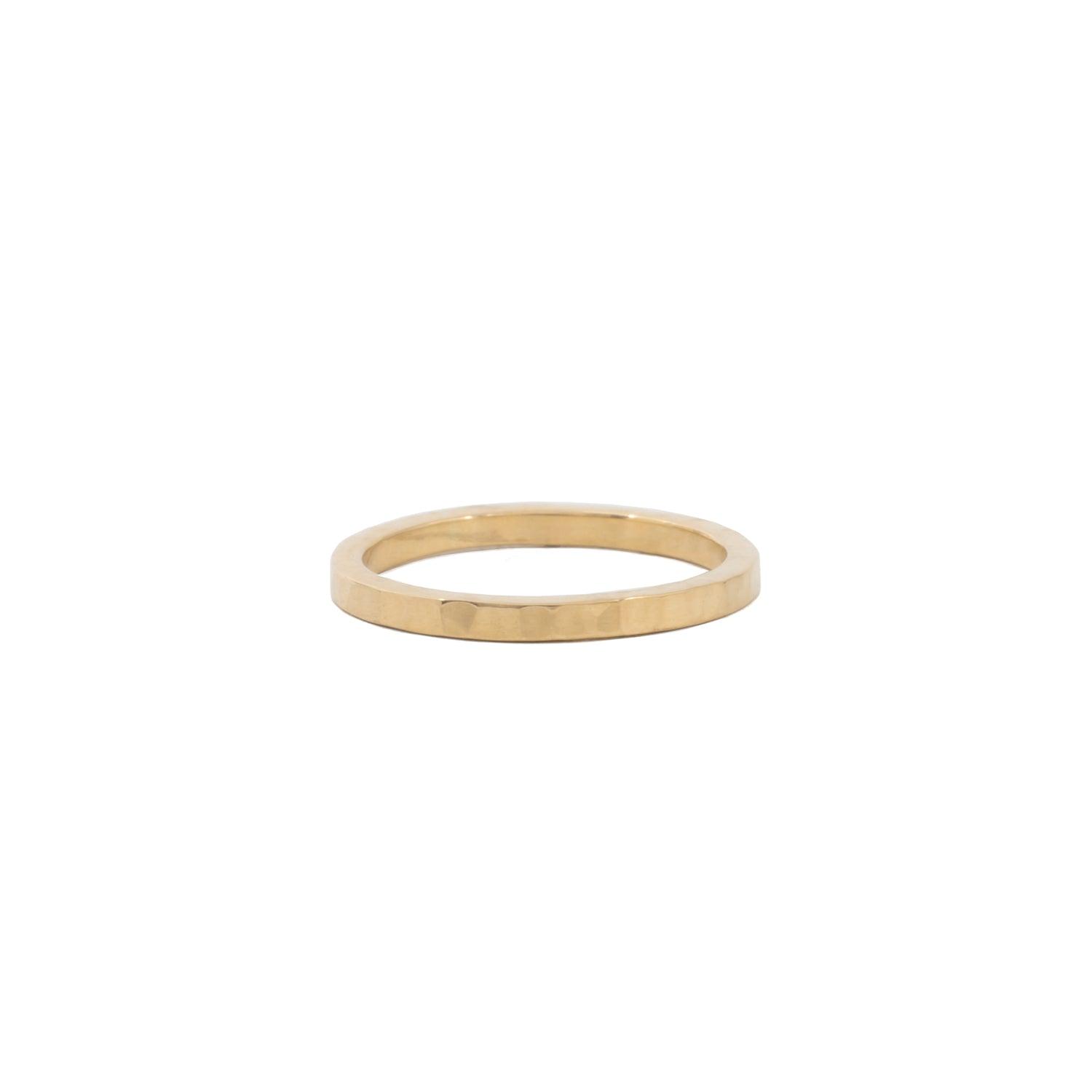 Hammered 2mm gold wedding band - Kat Cadegan Jewellery