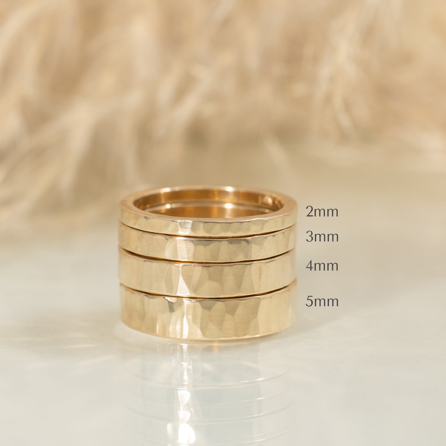 Hammered 2mm gold wedding band - Kat Cadegan Jewellery
