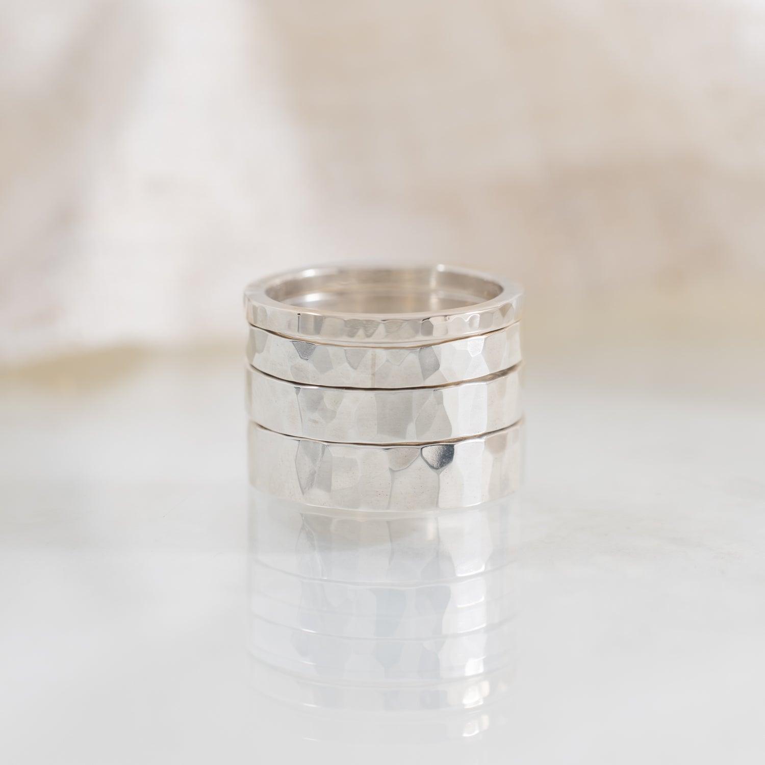 Hammered 2mm Sterling Silver Wedding Band - Kat Cadegan Jewellery