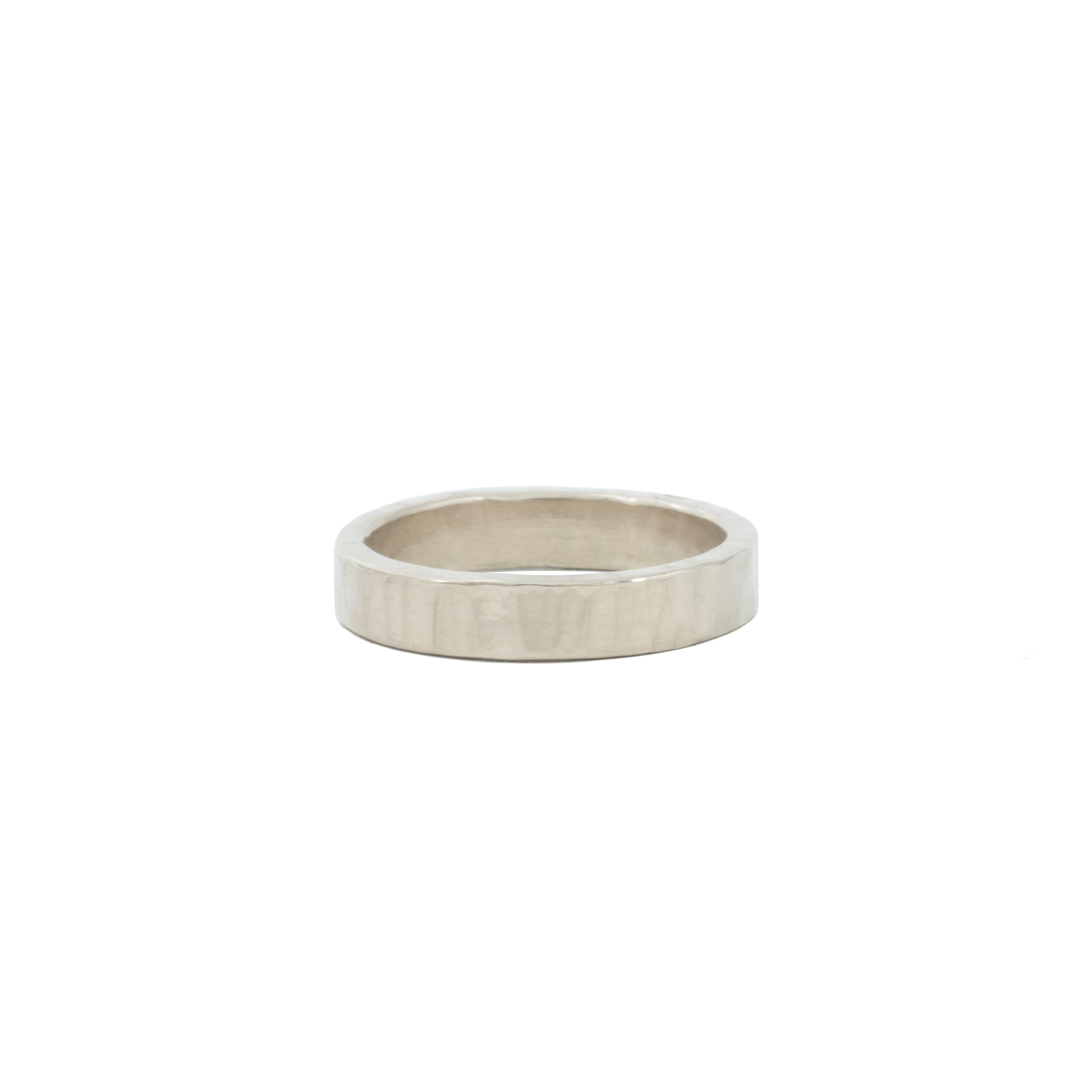 Hammered 4mm Sterling Silver Wedding Band - Kat Cadegan Jewellery