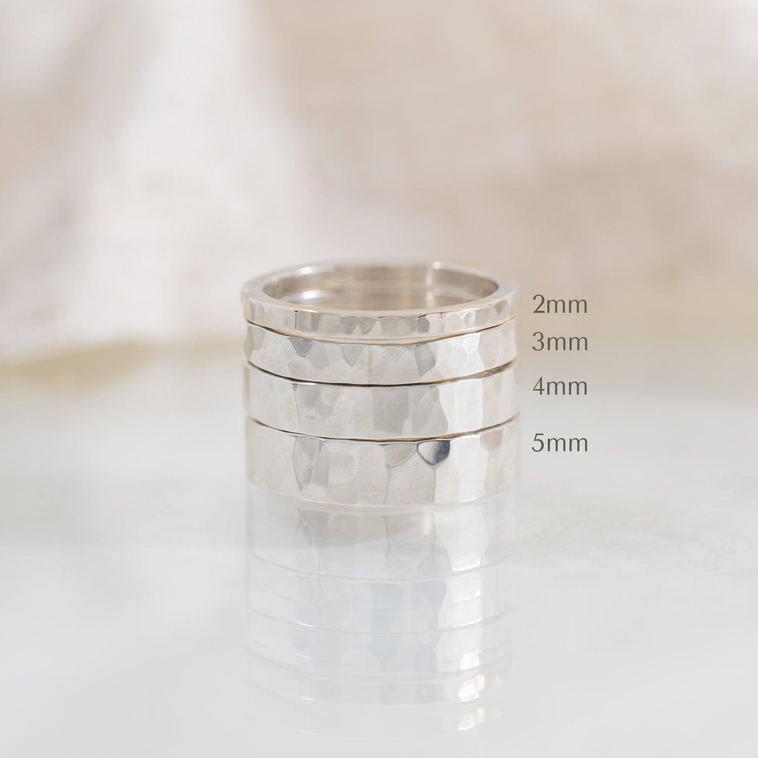 Hammered 5mm Sterling Silver Wedding Band - Kat Cadegan Jewellery