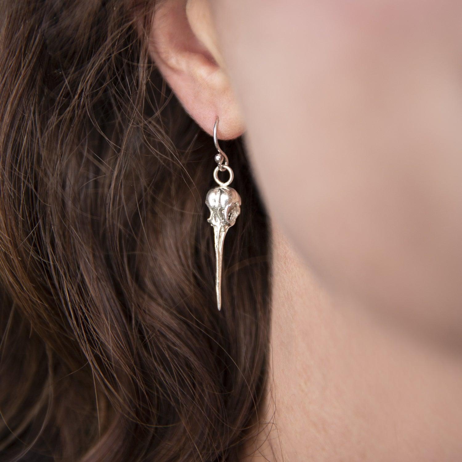 Hummingbird Skull Earrings - Kat Cadegan