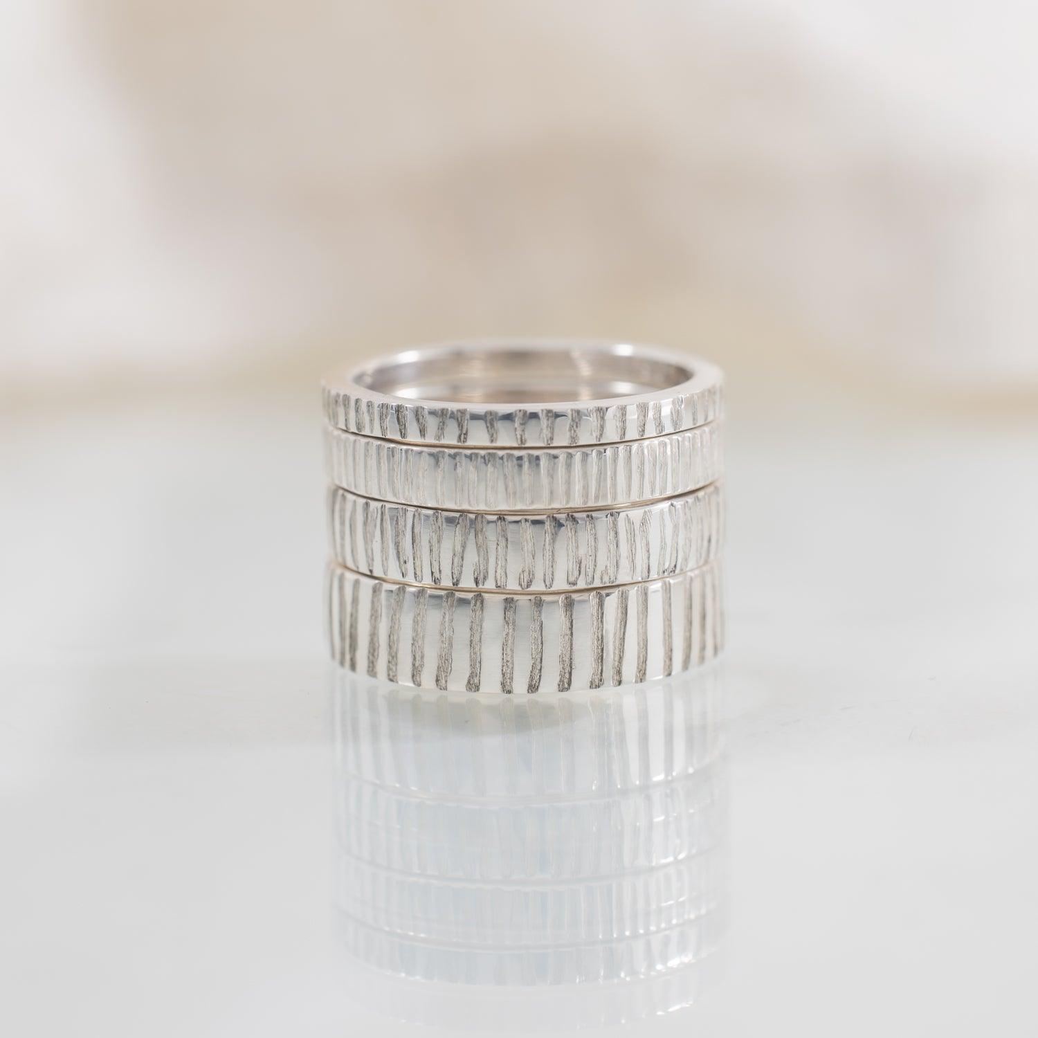 Linear 3mm Sterling Silver Band - Kat Cadegan Jewellery