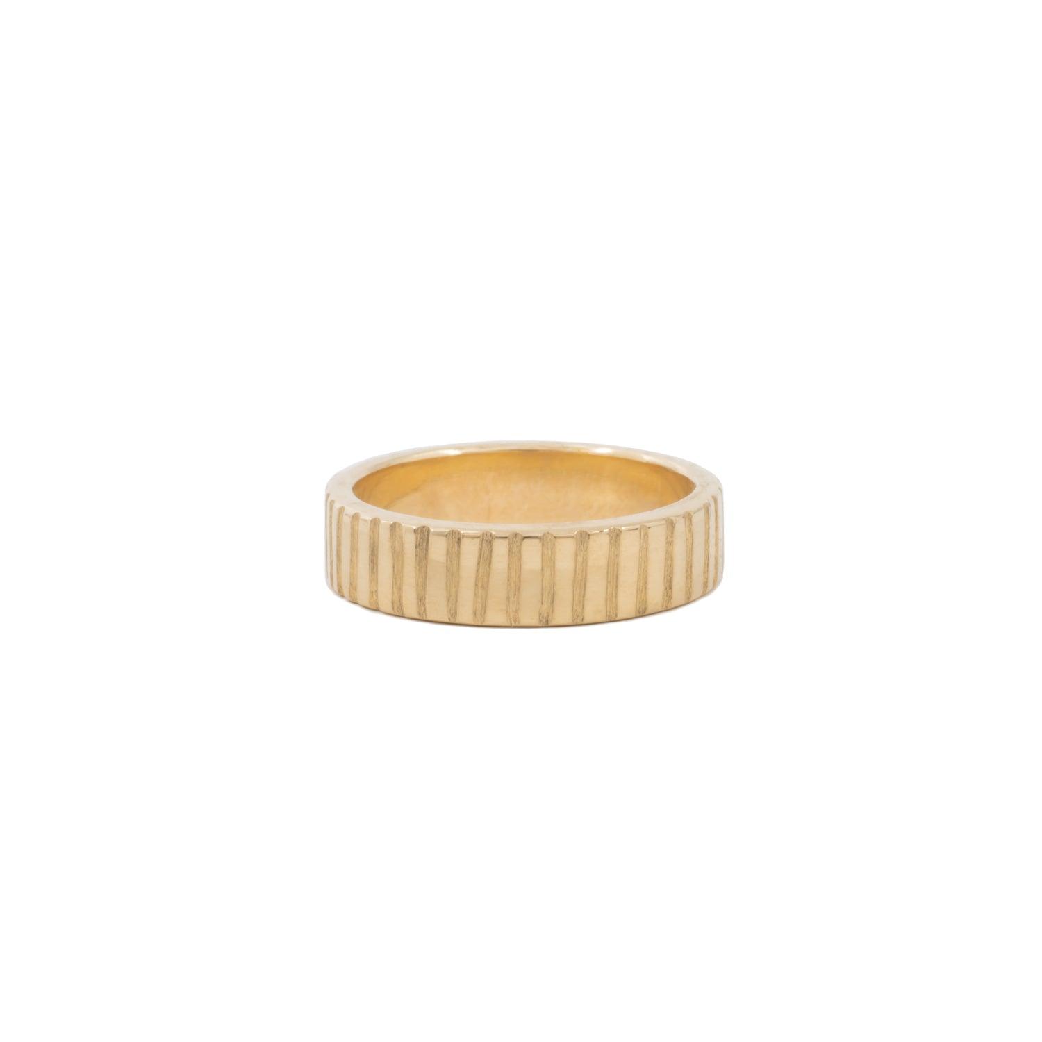 Linear 5mm Gold Wedding Band - Kat Cadegan Jewellery