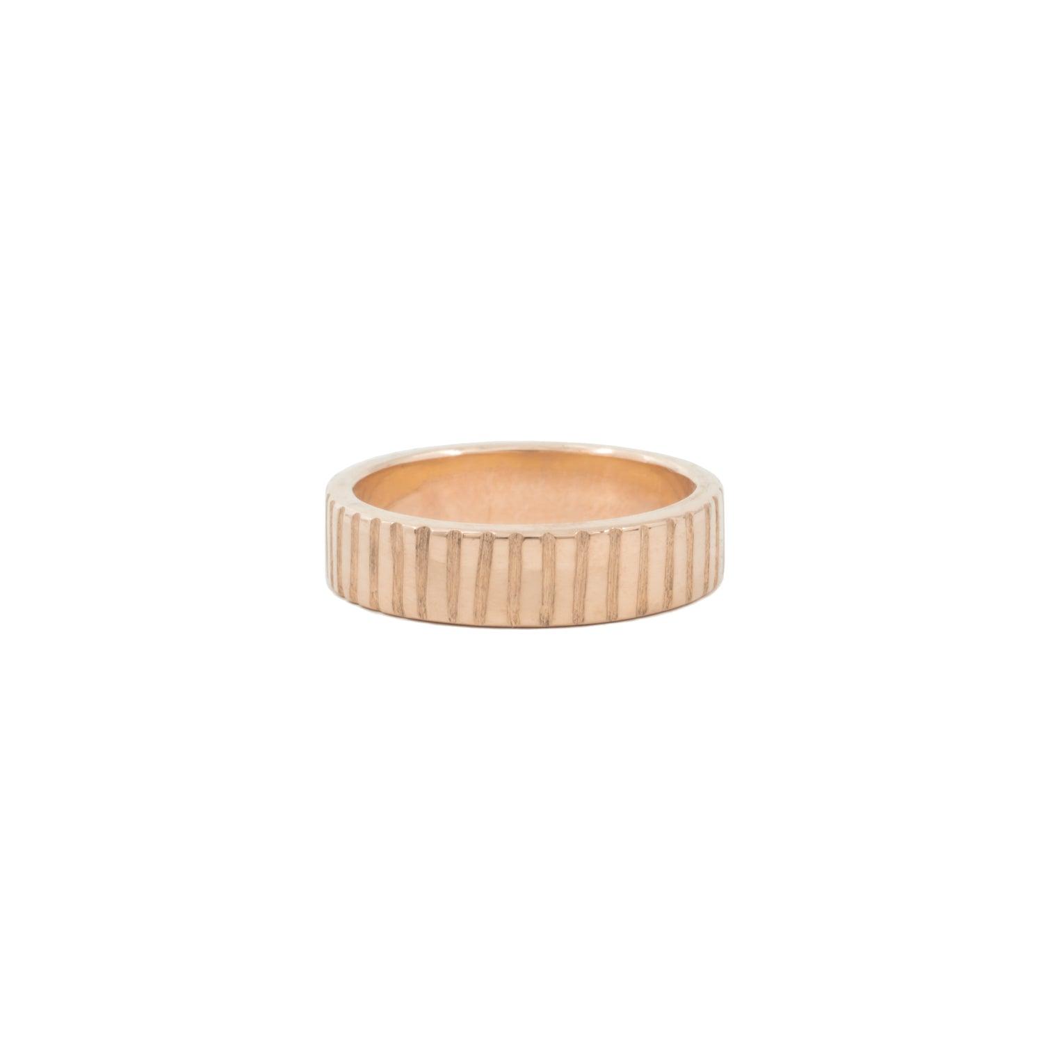 Linear 5mm Gold Wedding Band - Kat Cadegan Jewellery