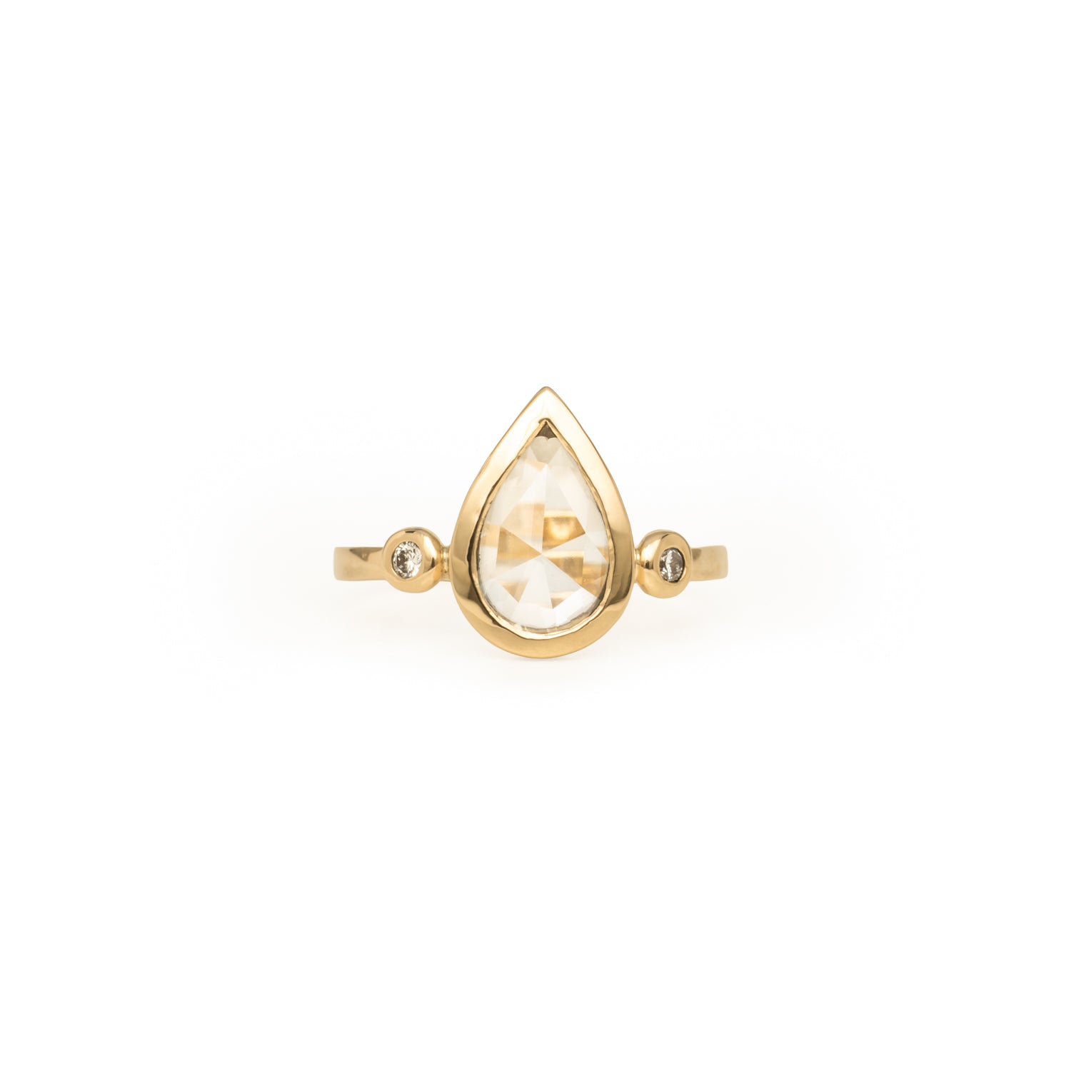 Kat Cadegan Mel Rose Cut Teardrop Diamond ring 14k gold custom