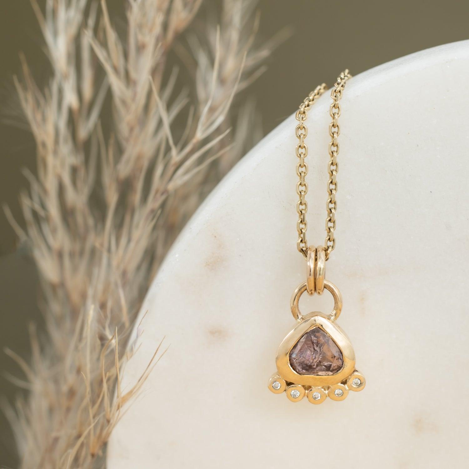 Melody - Spinel & Diamond 14k gold Pendant - Kat Cadegan Jewellery