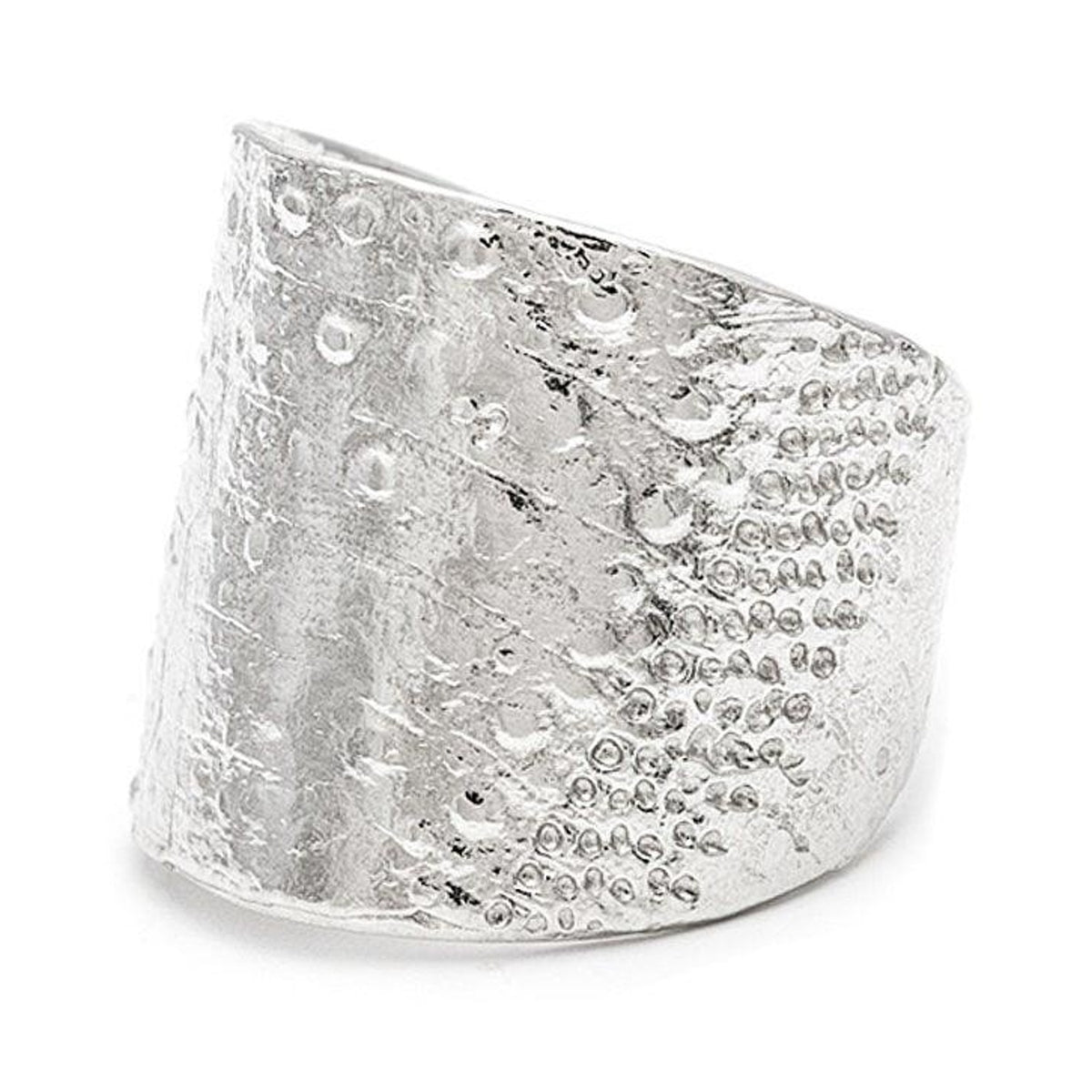 Neptune Ring in sterling silver, wide band with sea urchin texture, side view