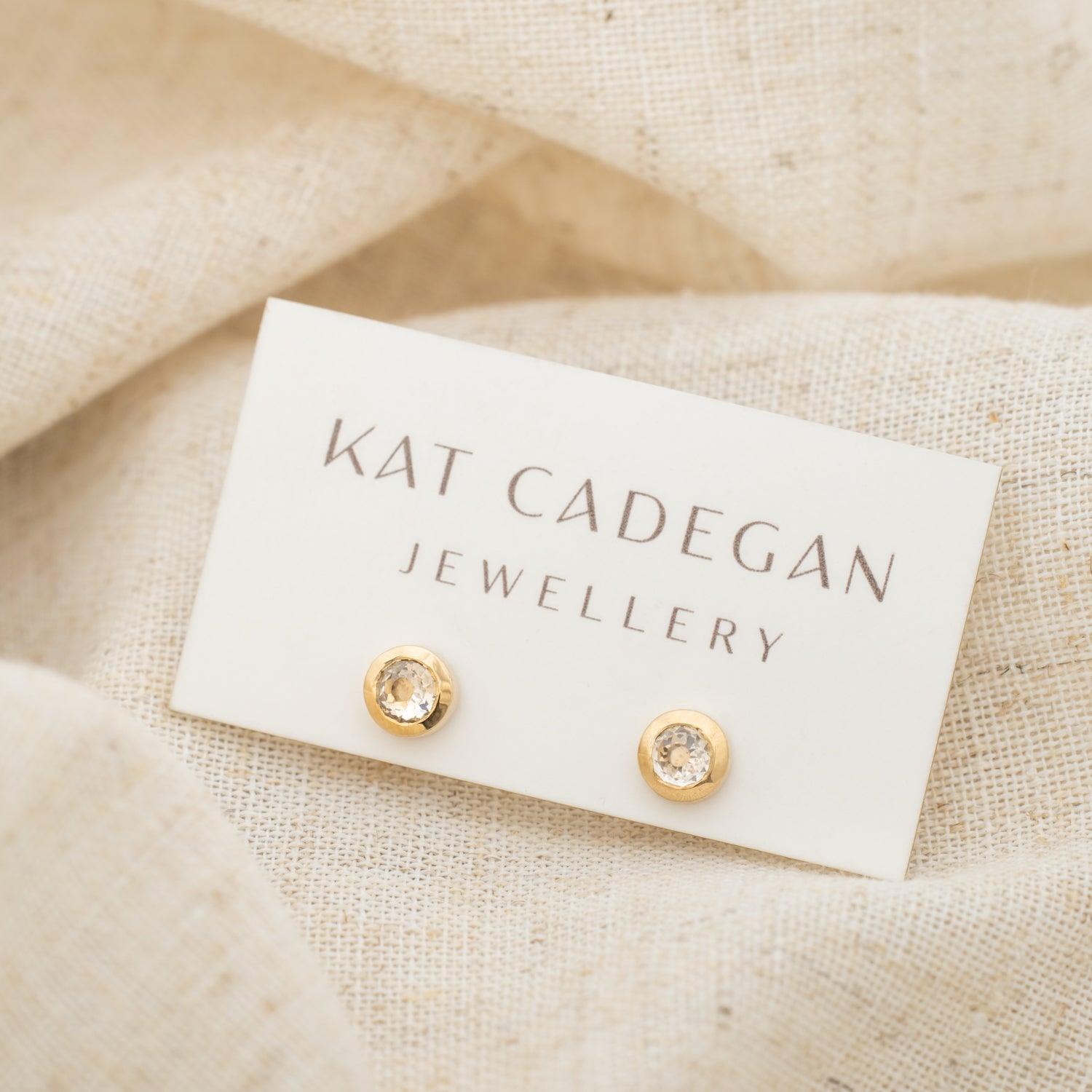 Nur - Champagne diamond studs - Kat Cadegan Jewellery