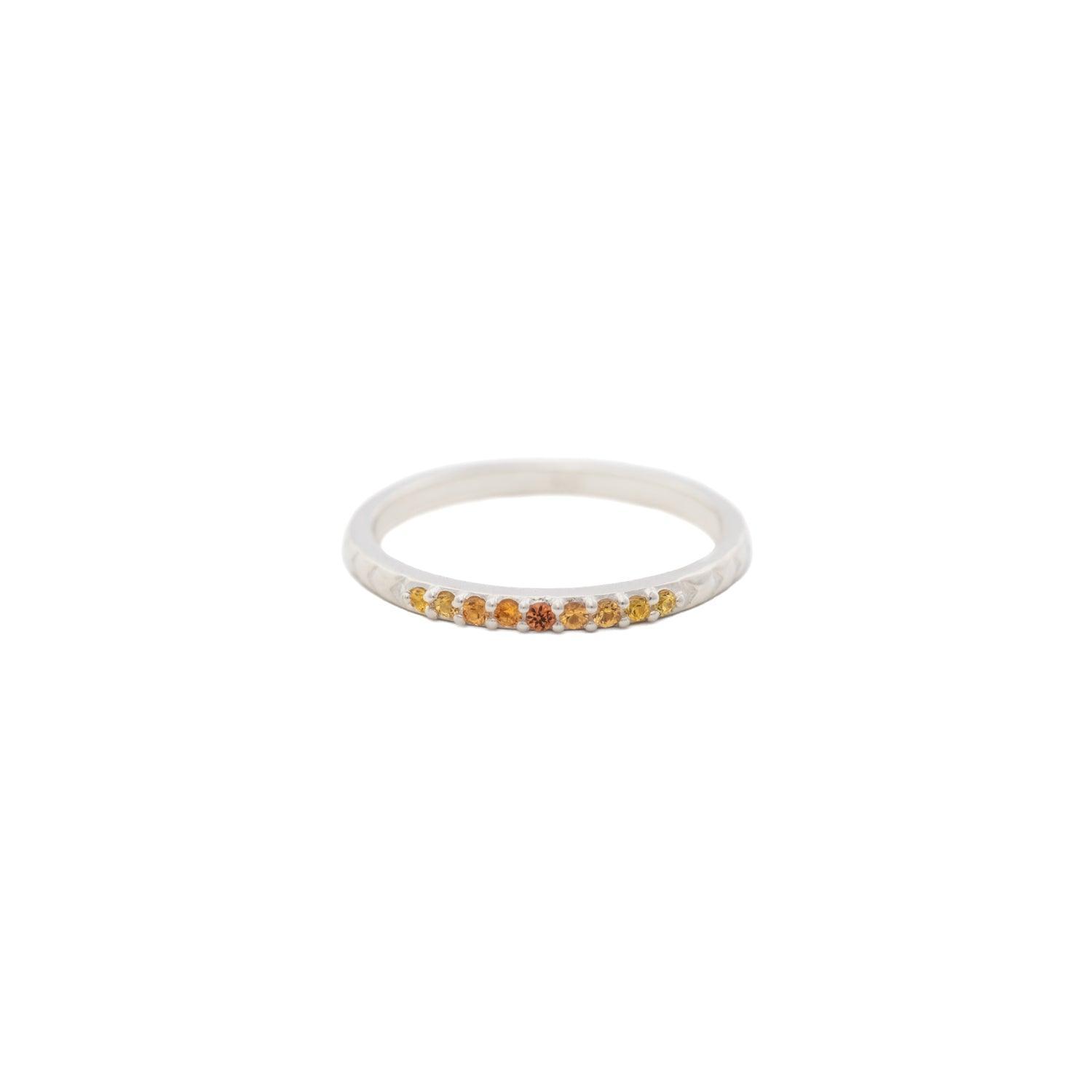 Orange Ombre Sapphire Silver Band - Kat Cadegan Jewellery