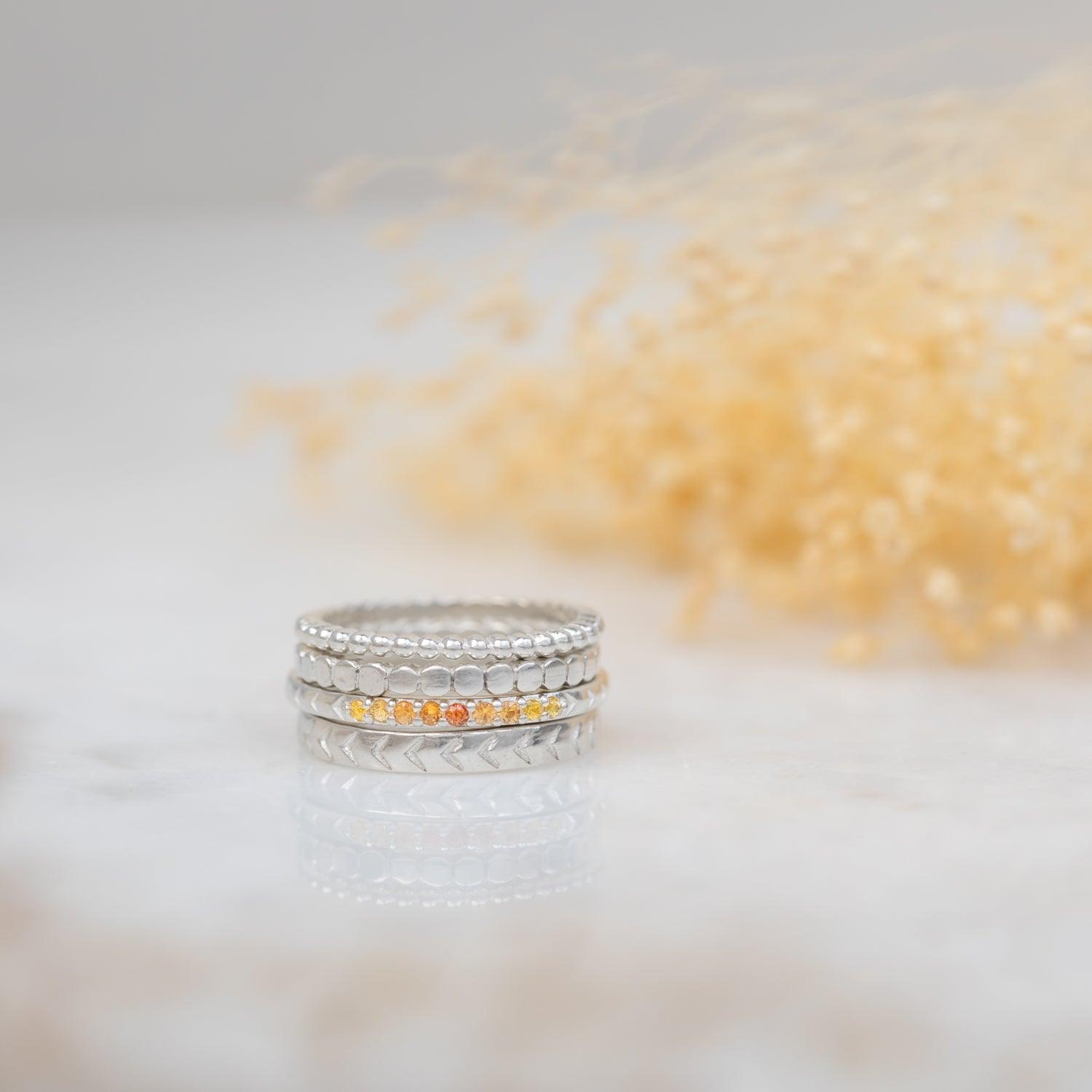 Orange Ombre Sapphire Silver Band - Kat Cadegan Jewellery