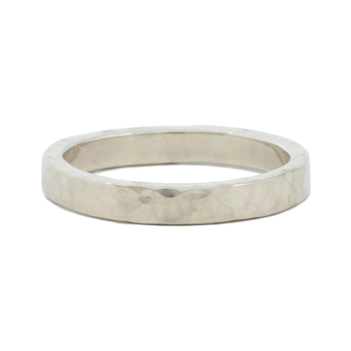 Pebble 3mm textured wedding band in sterling silver, side view