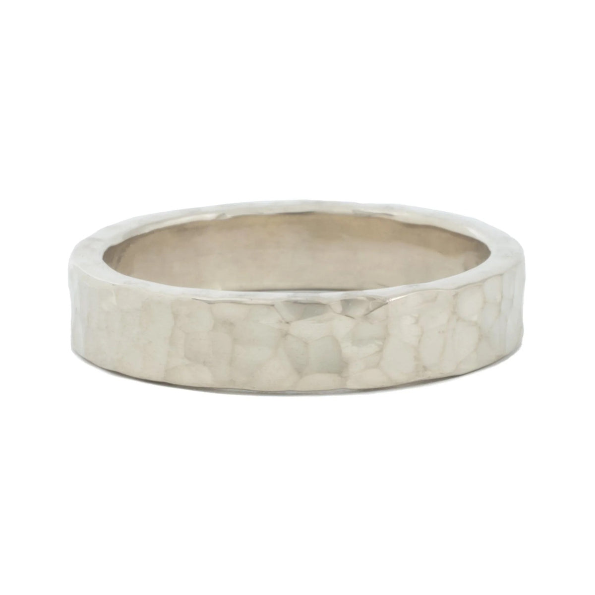 Pebble 4mm textured band in sterling silver, side view