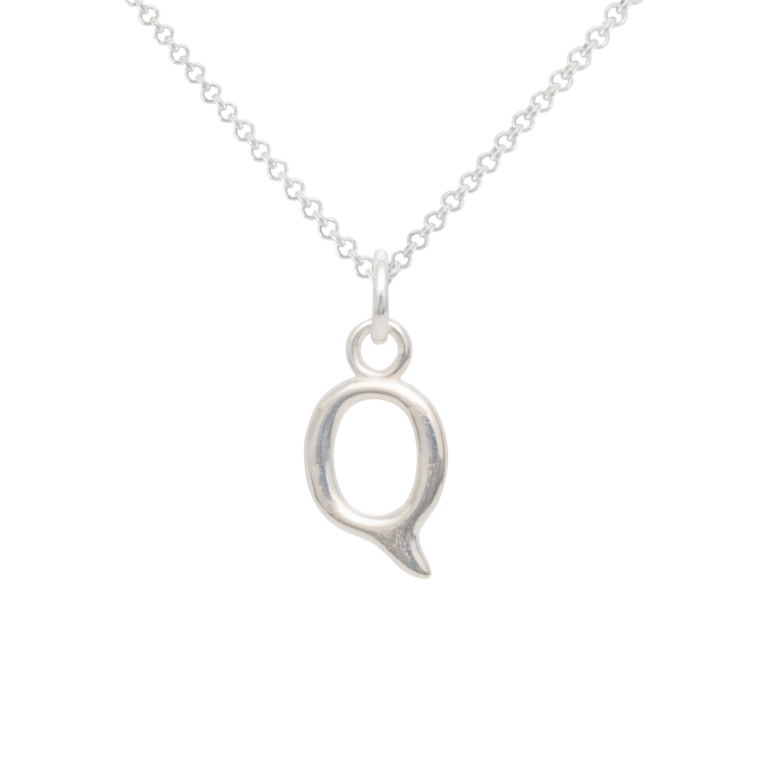 Silver necklace with a unique pendant on a white background