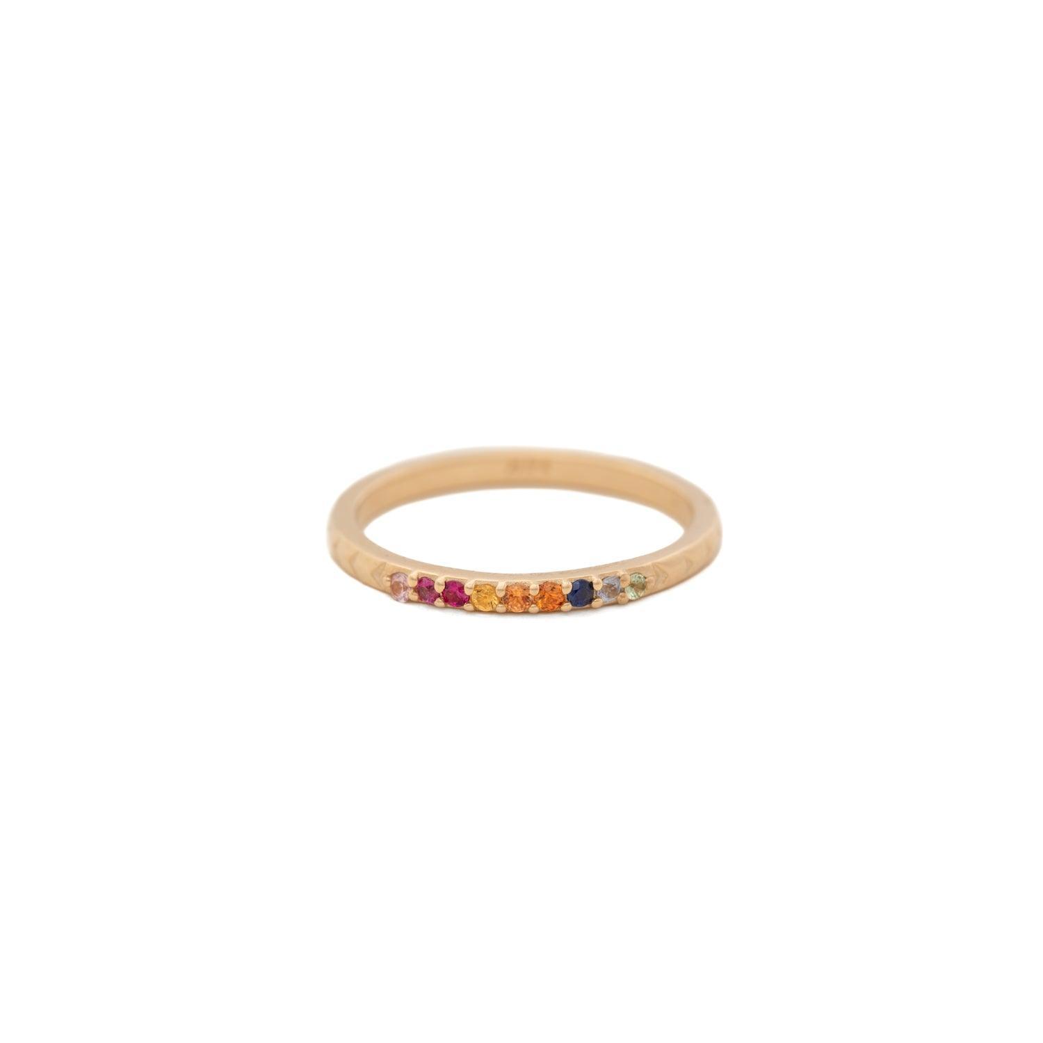 Rainbow Sapphire 14k Gold Band - Kat Cadegan Jewellery