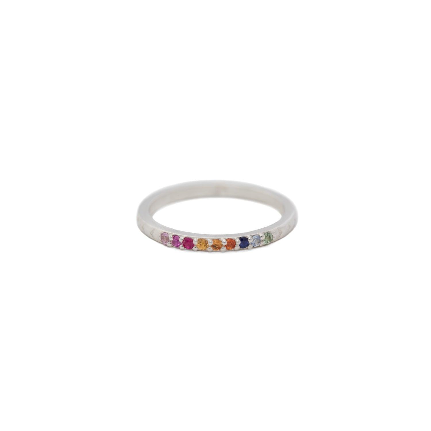 Rainbow Sapphire Silver Band - Kat Cadegan Jewellery