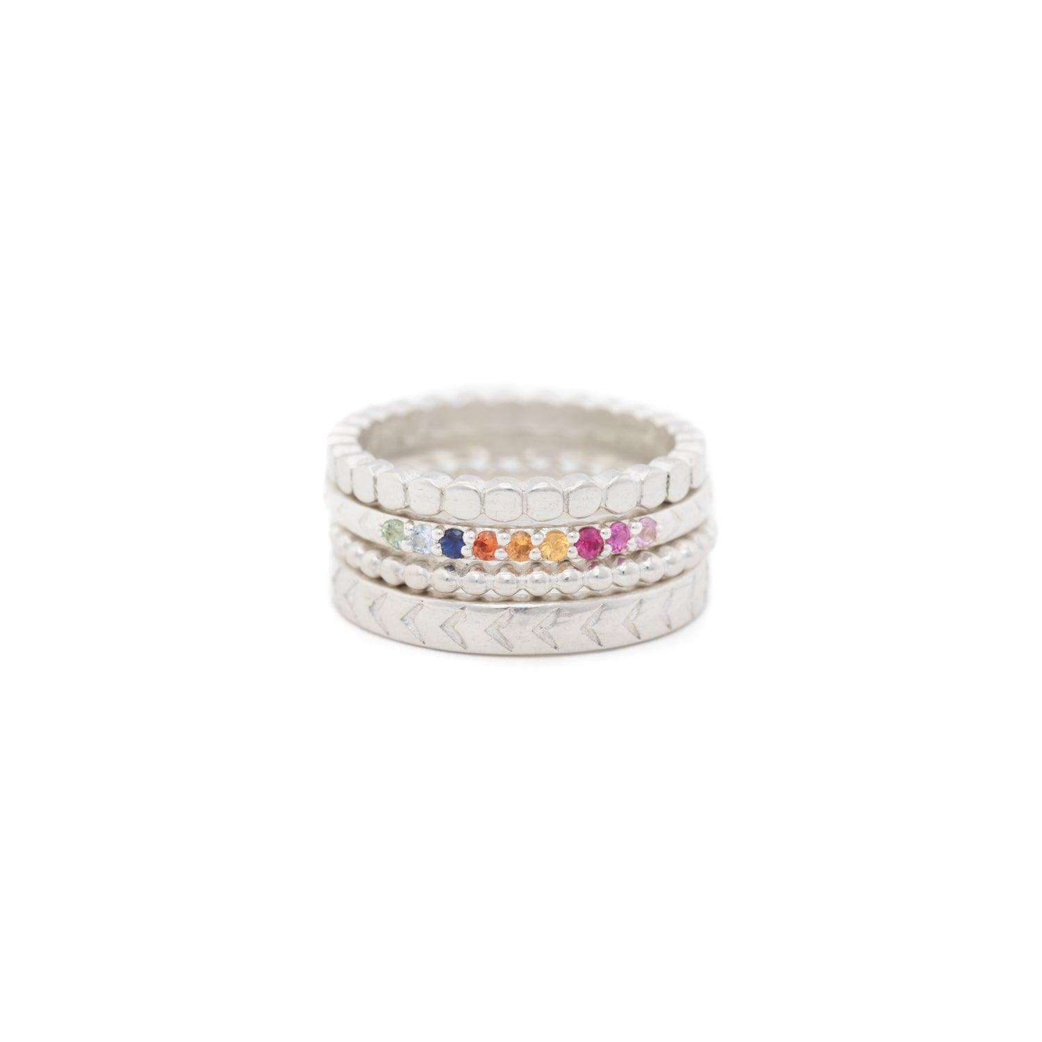 Rainbow Sapphire Silver Band - Kat Cadegan Jewellery