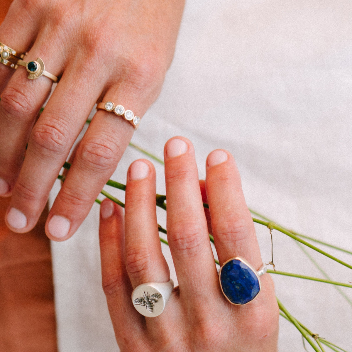 Isabelle Ready to ship Sapphire ring on hand Kat Cadegan Jewellery