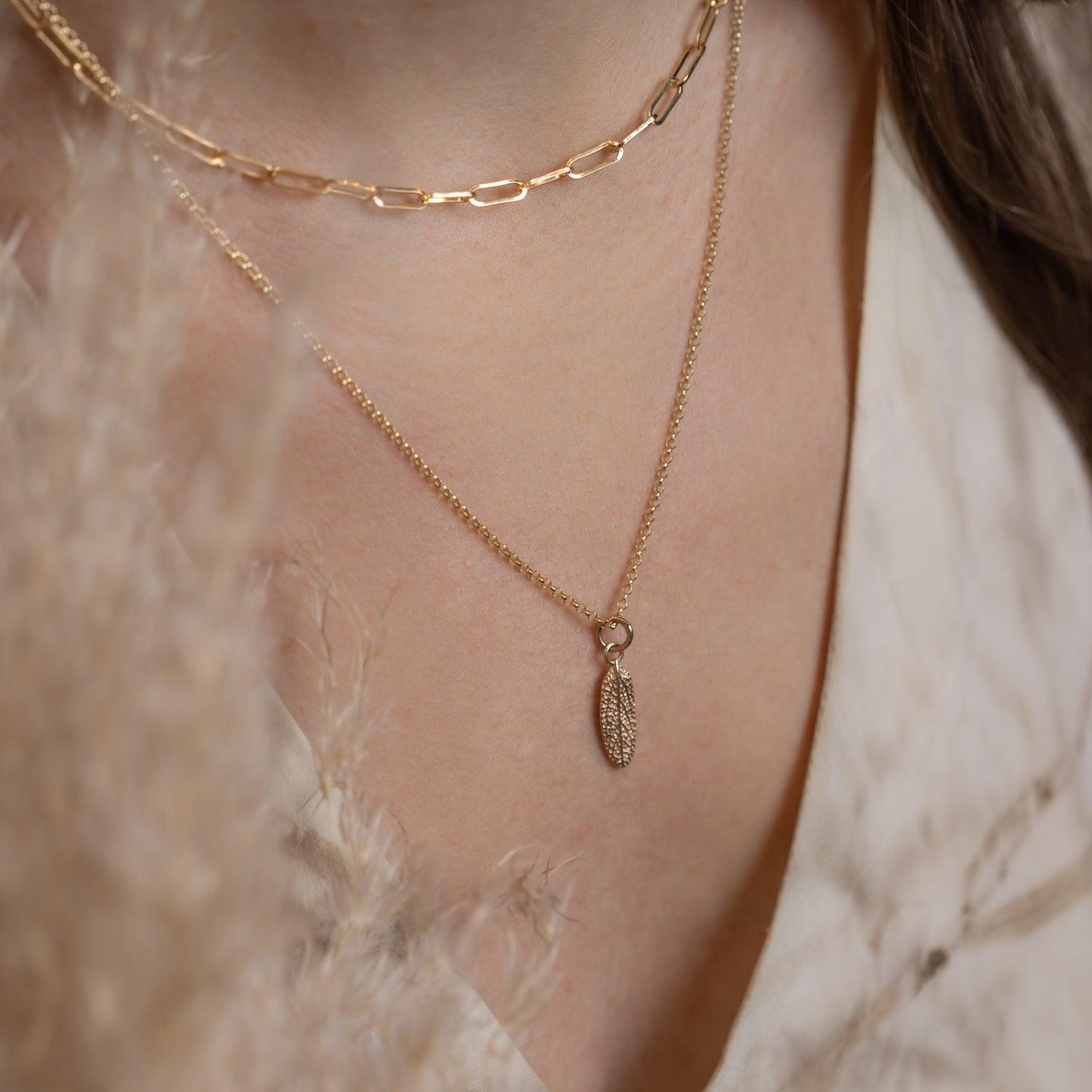 Sage Leaf | 14k Gold Pendant | Small - Kat Cadegan