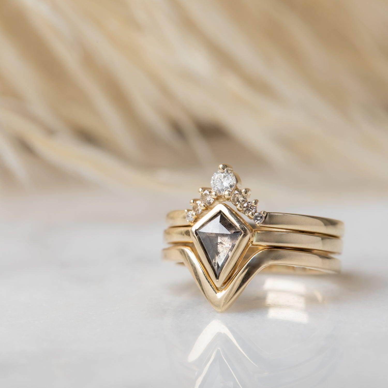Salt & Pepper Diamond Engagement Ring - Kat Cadegan