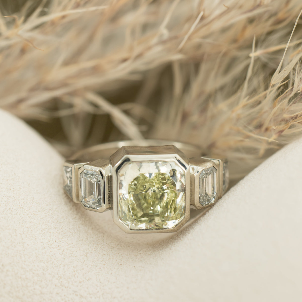 Kat Cadegan - custom ring. white gold. 5 diamond.