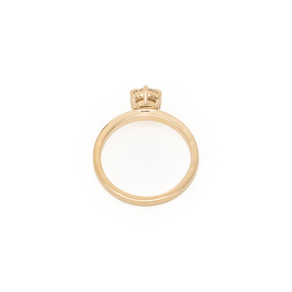 Solenne 14k gold diamond ring, side profile - Kat Cadegan