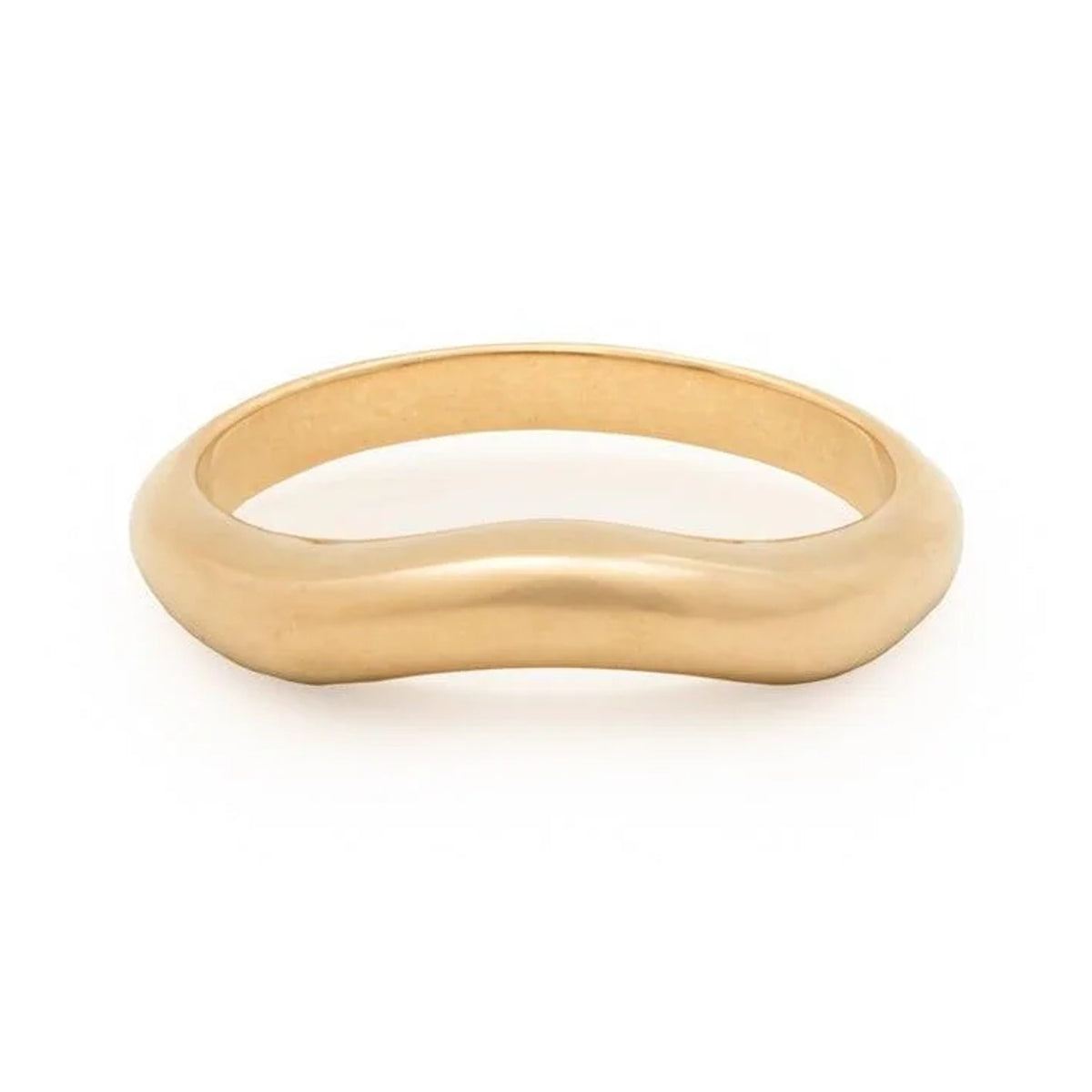 Yara curved wedding band in 14k gold, front view