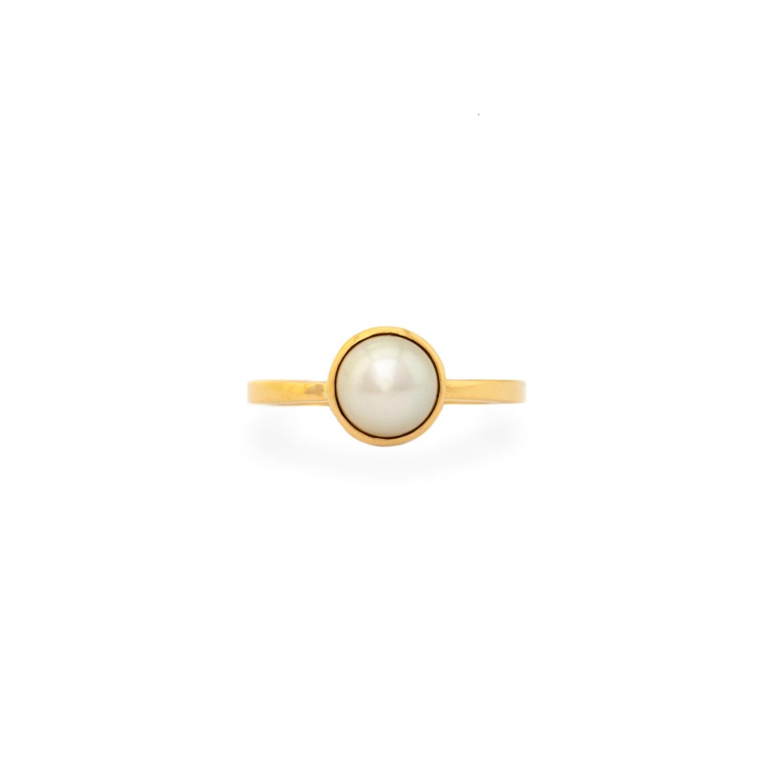 Pearl Yellow Gold Ring - Kat Cadegan Jewellery