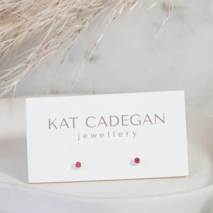 2 mm gemstone 14k gold studs - Kat Cadegan