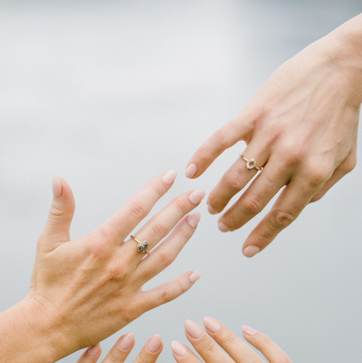 Amira Diamond and Salt and Pepper Rings - Ready to ship - 14k gold - Kat Cadegan Jewellery