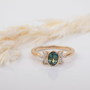Amelia - Sapphire & Diamond Ring - Kat Cadegan