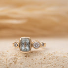 Audrey - Aquamarine and Diamond Ring - Kat Cadegan