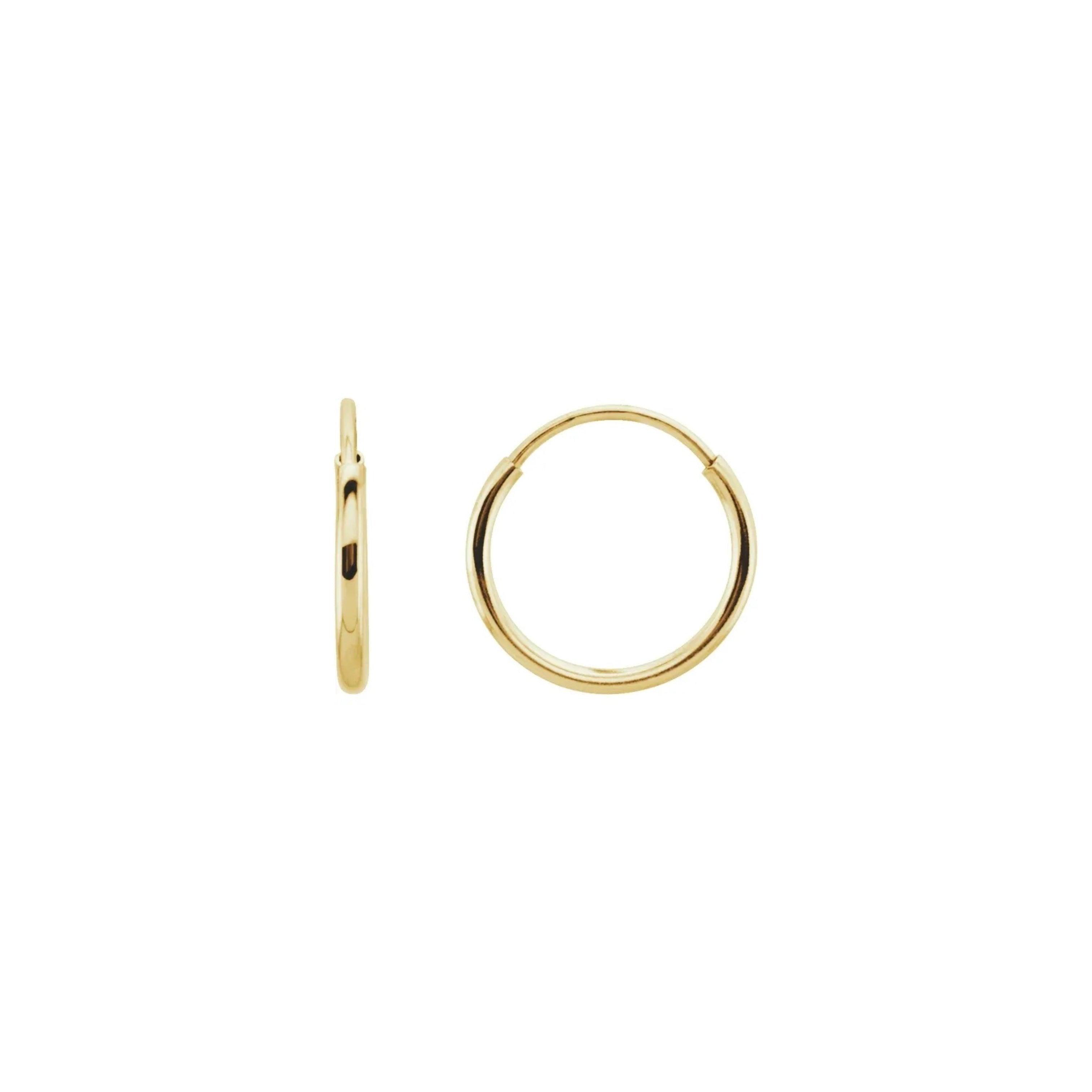Delicate 10mm 14k gold hoops - Kat Cadegan Jewellery