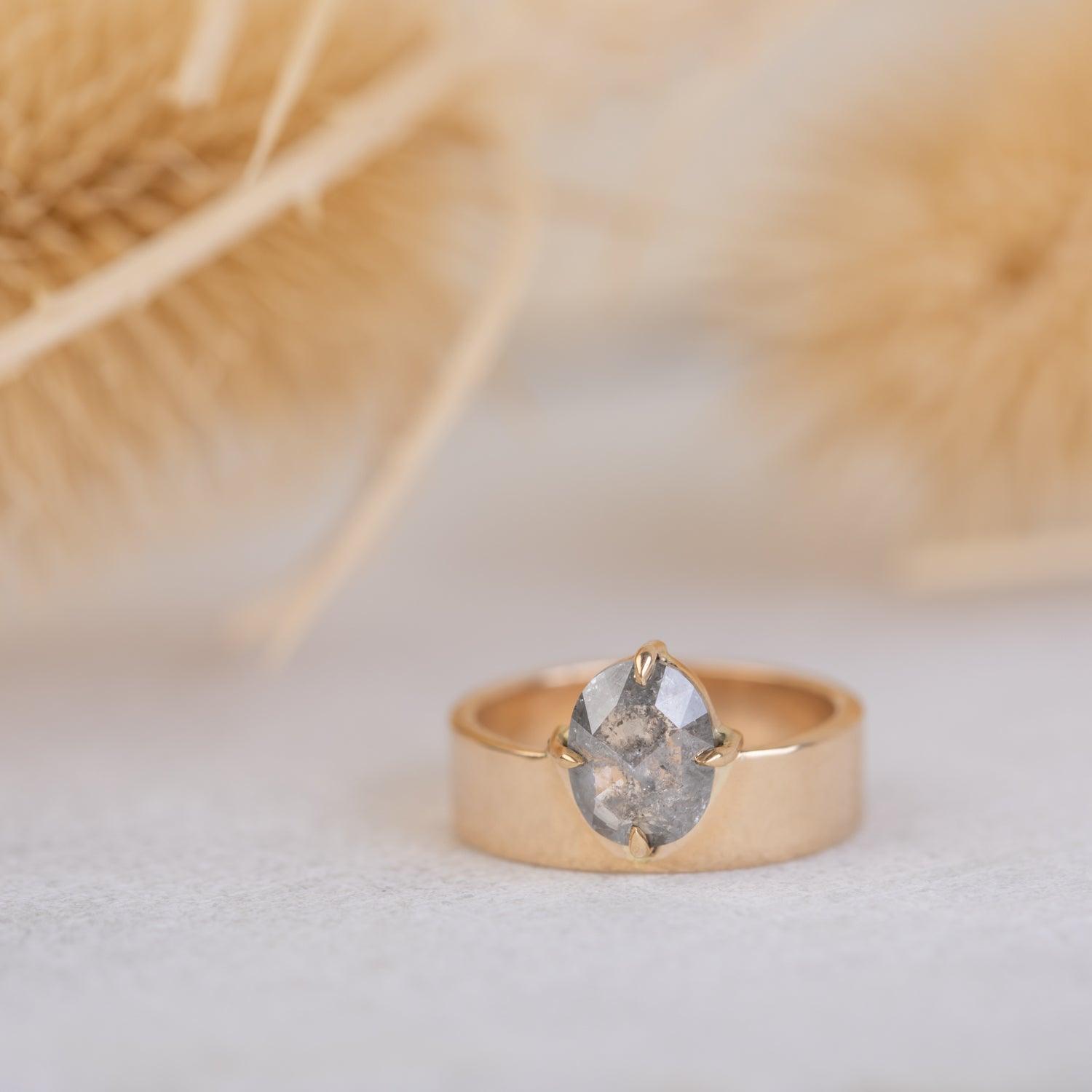 Engagement Ring Salt & Pepper Diamond - Kat Cadegan