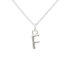 Silver necklace with a 'F' pendant on a white background