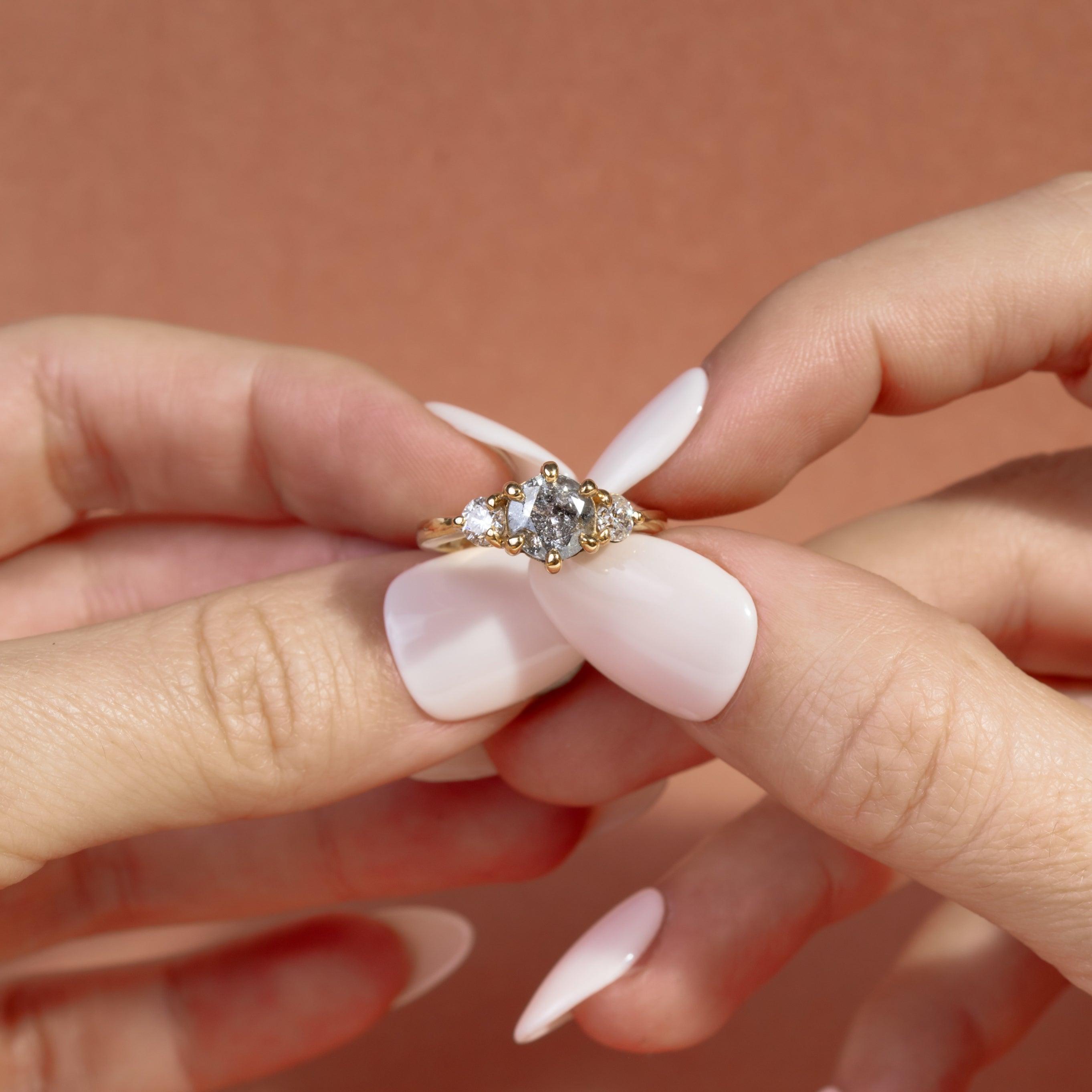 Frankie - Salt And Pepper Diamond Ring - Kat Cadegan Jewellery