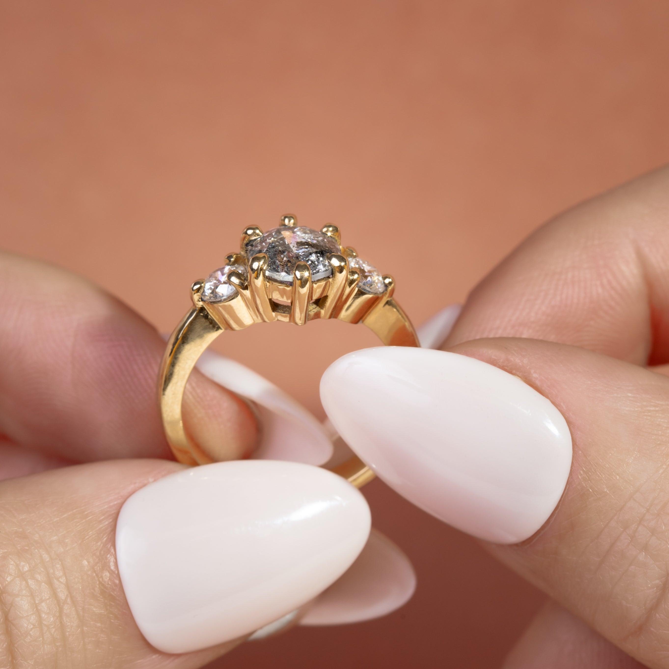 Frankie - Salt And Pepper Diamond Ring - Kat Cadegan Jewellery