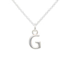 Silver necklace with a 'G' pendant on a white background
