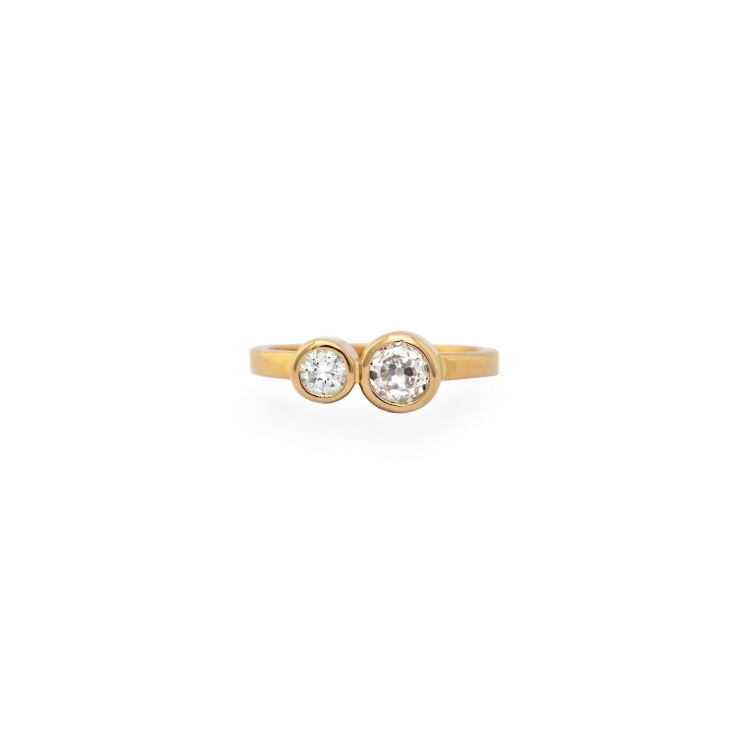 Gold Ring with 2 Diamonds - Kat Cadegan