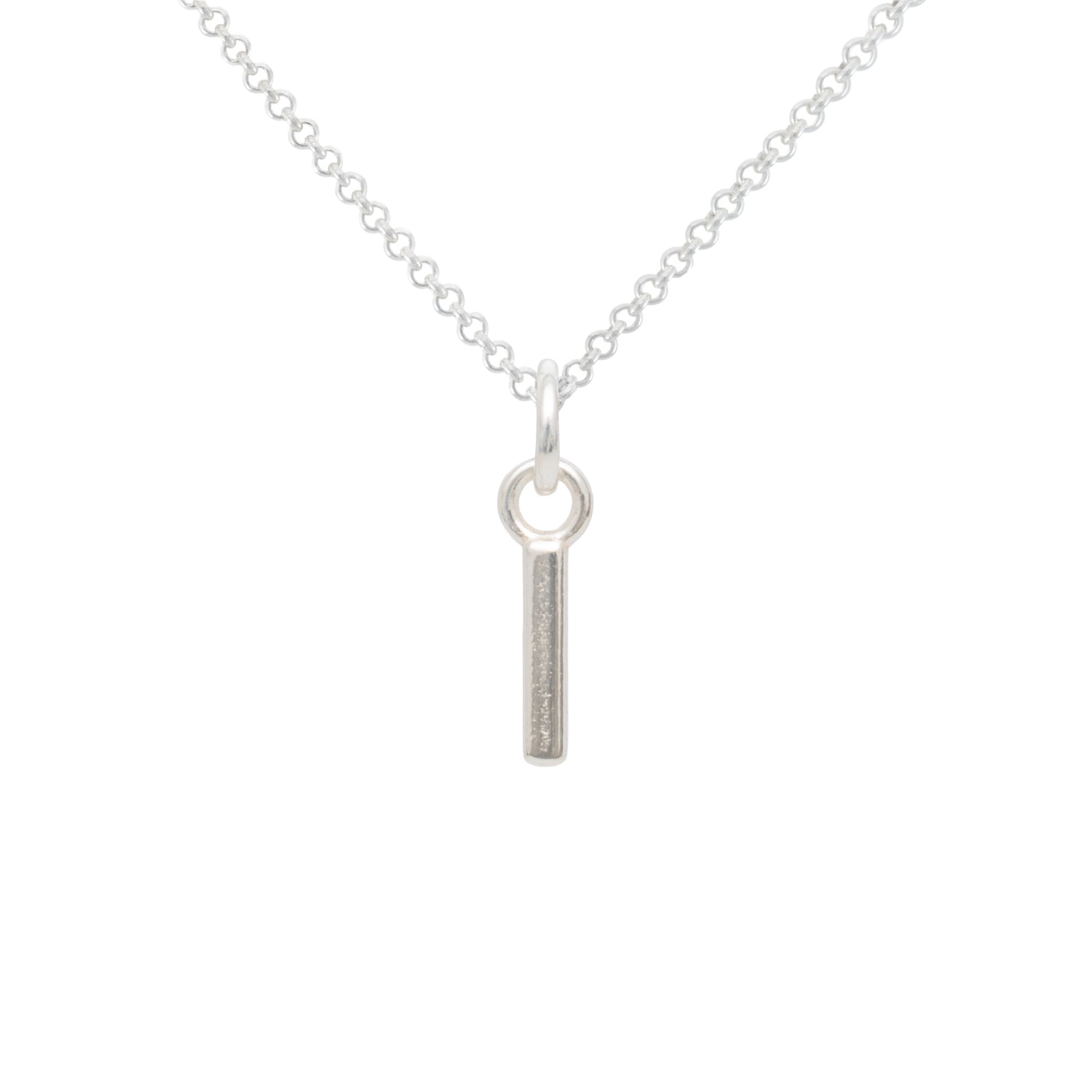 Silver necklace with a pendant on a white background