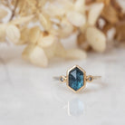 Jemma - London Blue Hexagon Ring - Kat Cadegan