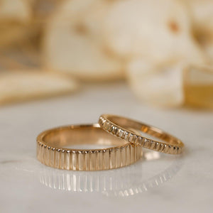 Linear 3mm Wedding Gold Ring Tiny - Kat Cadegan