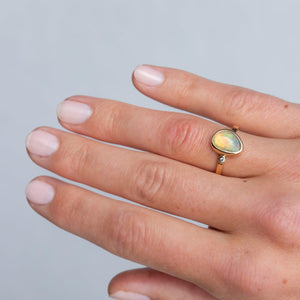 Lois - Welo Opal & Diamond Ring - Kat Cadegan